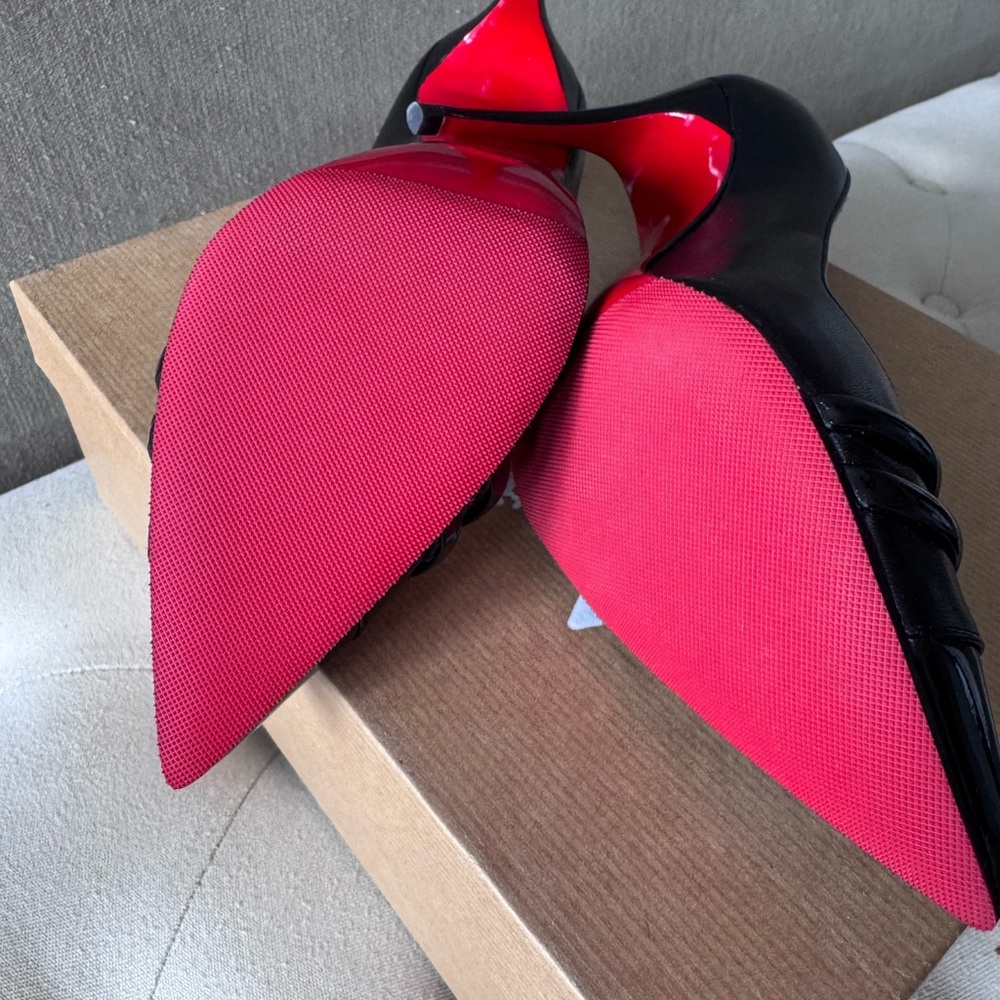 Christian Louboutin Black Patent Leather Pointed Toe Pumps - Picture 3 of 7